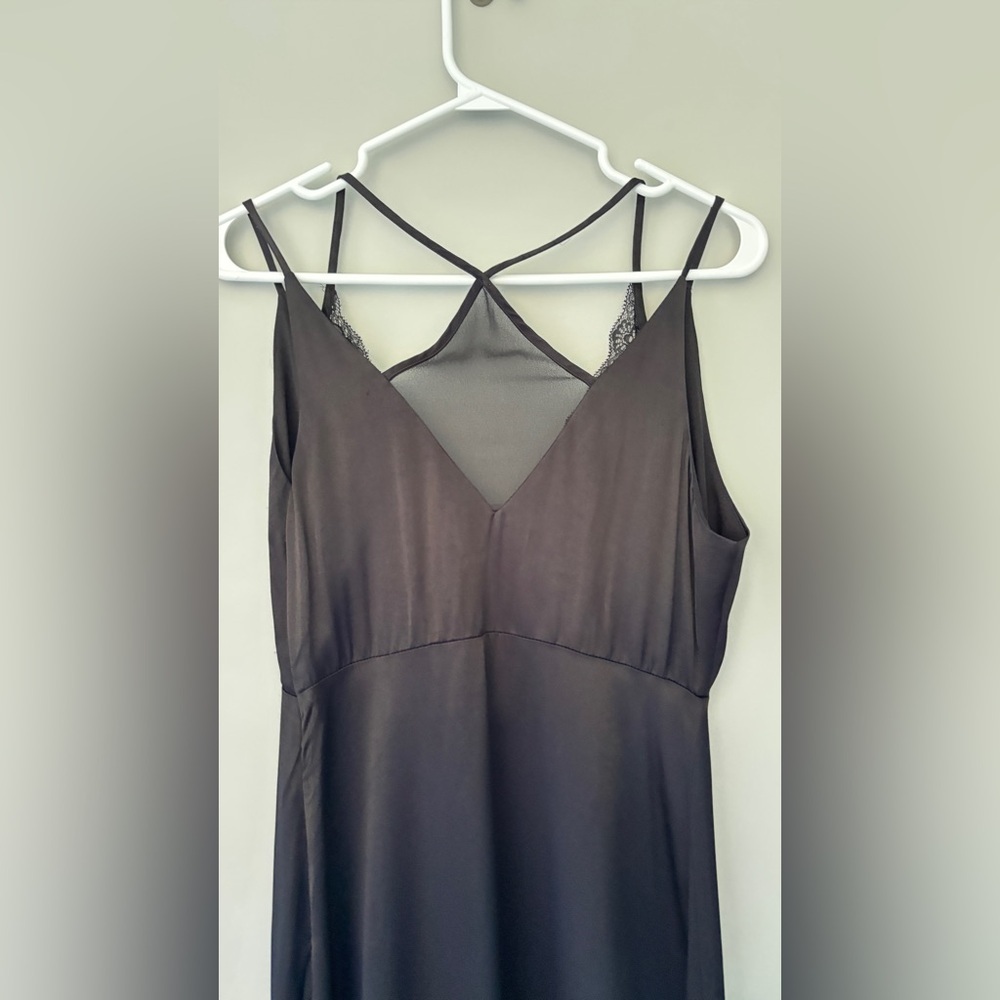 Zara Baby Doll Slip Dress Asymmetrical Strappy Dark Romantic Feminine Black Med - Picture 9 of 12